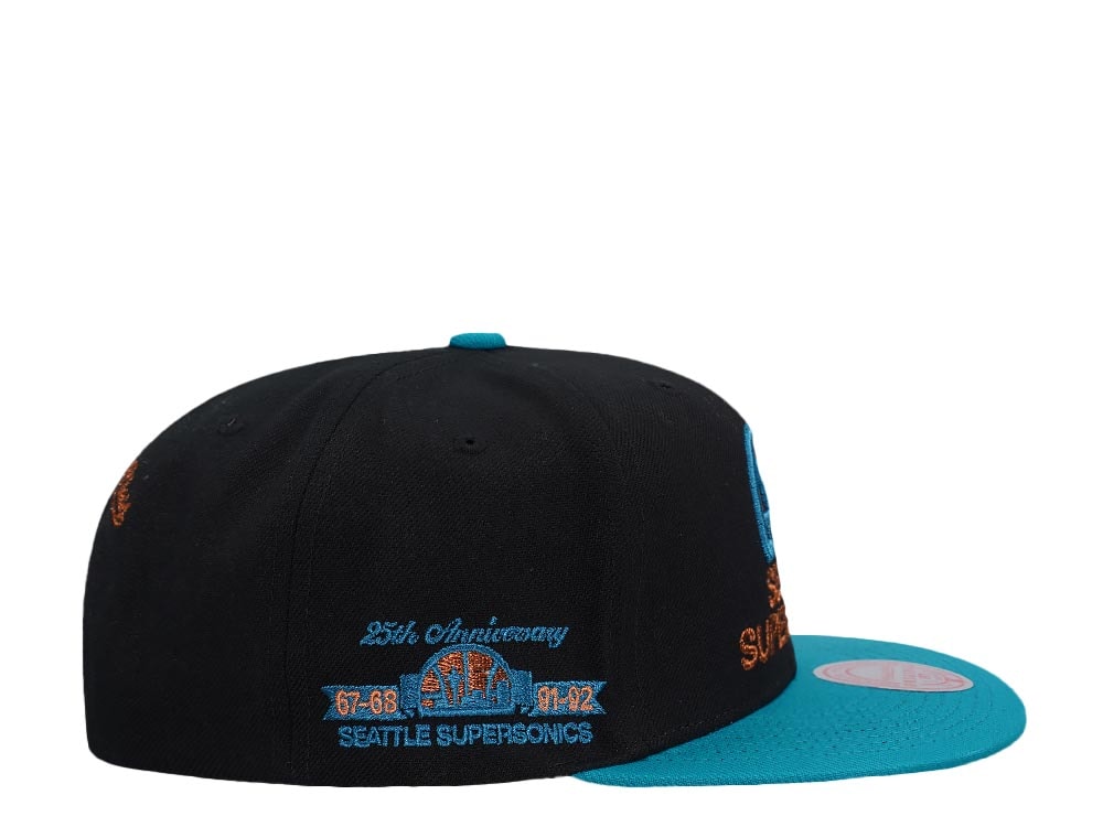 Mitchell & Ness Seattle Supersonics 25th Anniversary Make Cents Black Two Tone Hardwood Classic Snapback Cap