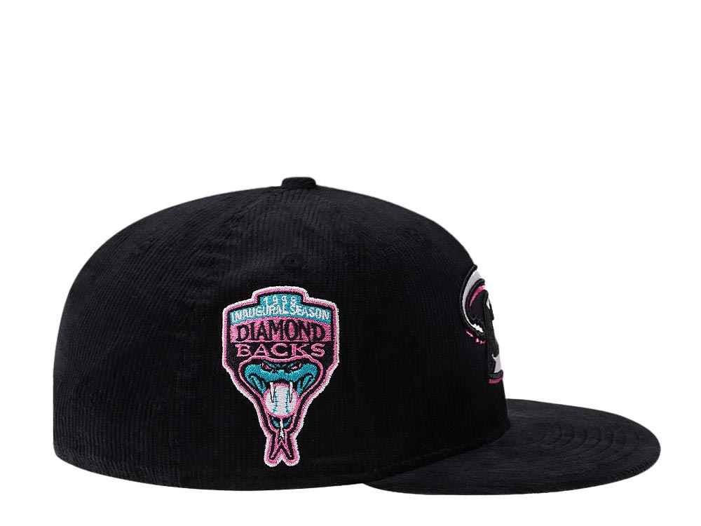 New Era Arizona Diamondbacks 1998 Inaugural Season Black Pink Corduroy Prime Edition 59Fifty Fitted Cap