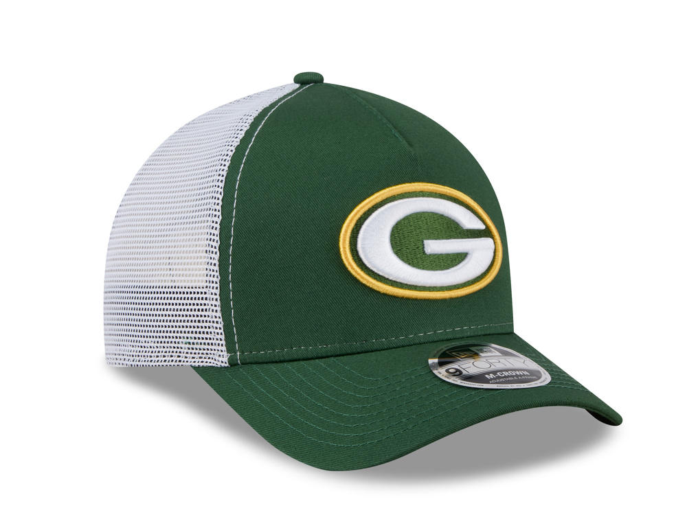 New Era Green Bay Packers Official Team Color Edition 9Forty M Crown A Frame Trucker Snapback Cap