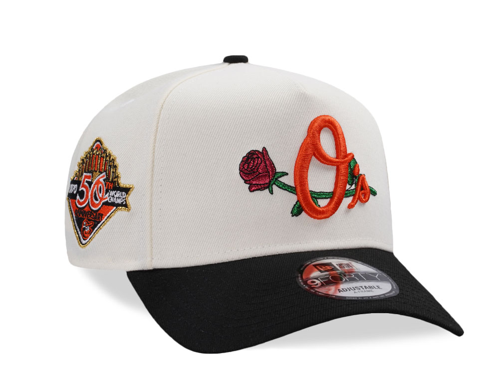 New Era Baltimore Orioles 50th Anniversary Rose Chrome Two Tone Edition 9Forty A Frame Snapback Cap