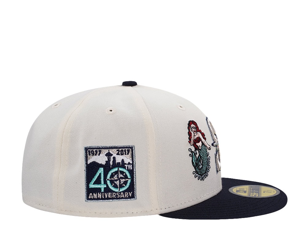 New Era Seattle Mariners 40th Anniversary Mermaid Chrome Two Tone Editon 59Fifty Fitted Cap