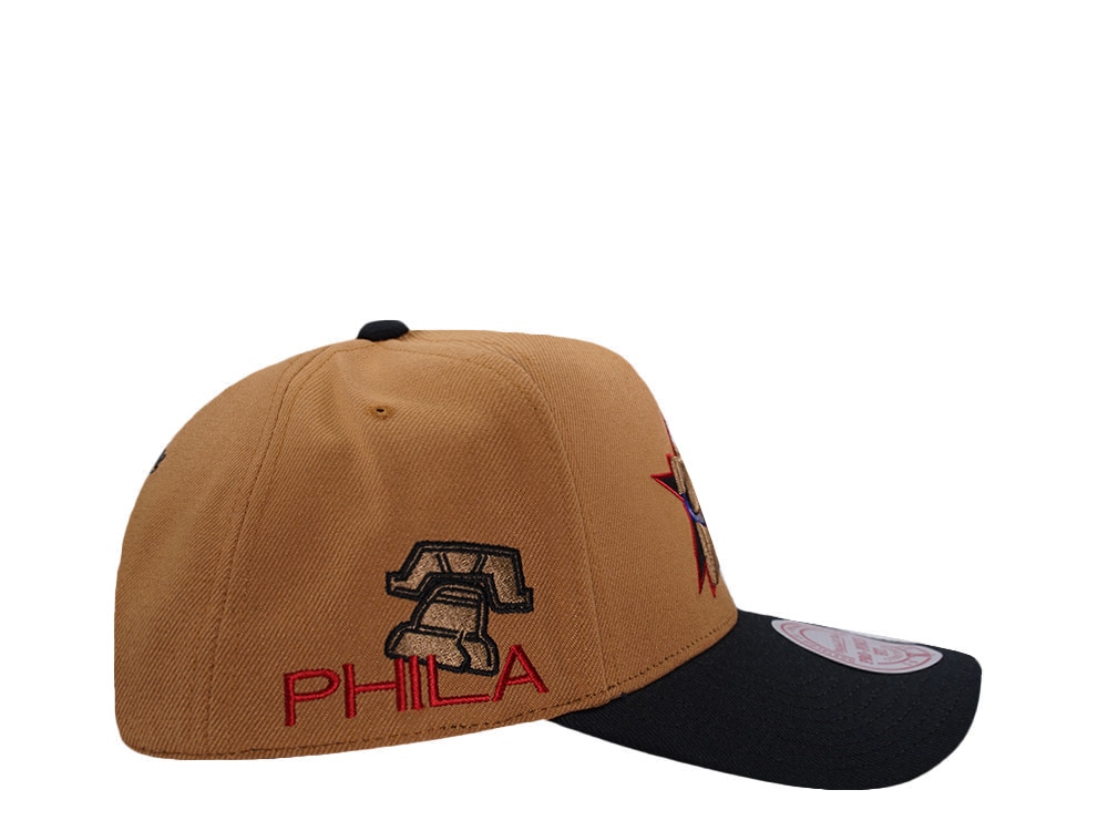Mitchell & Ness Philadelphia 76ers NBA In The City Brown Edition Pro Pinch Fit Snapback Cap