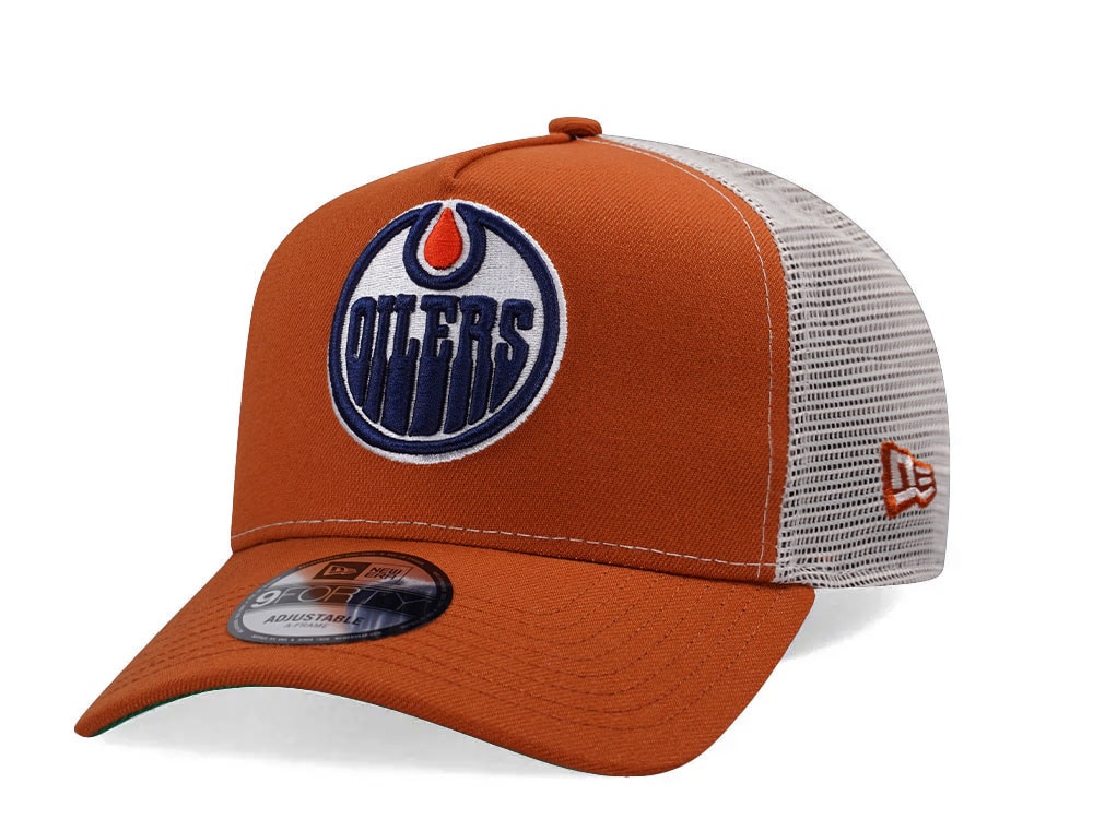 New Era Edmonton Oilers Classic Rust Trucker Edition 9Forty A Frame Snapback Cap