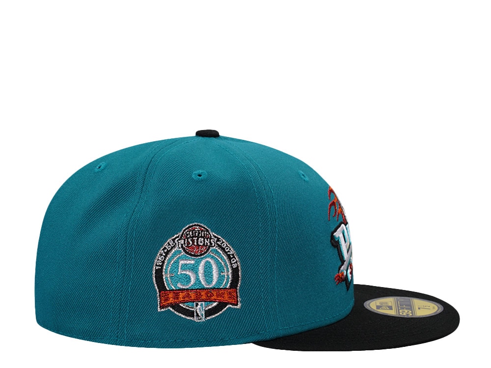 New Era Detroit Pistons 50th Anniversary Aqua Teal Two Tone Edition 59Fifty Fitted Cap