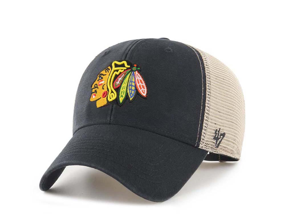 47Brand Chicago Blackhawks Black Flagship Classic Trucker Snapback Cap