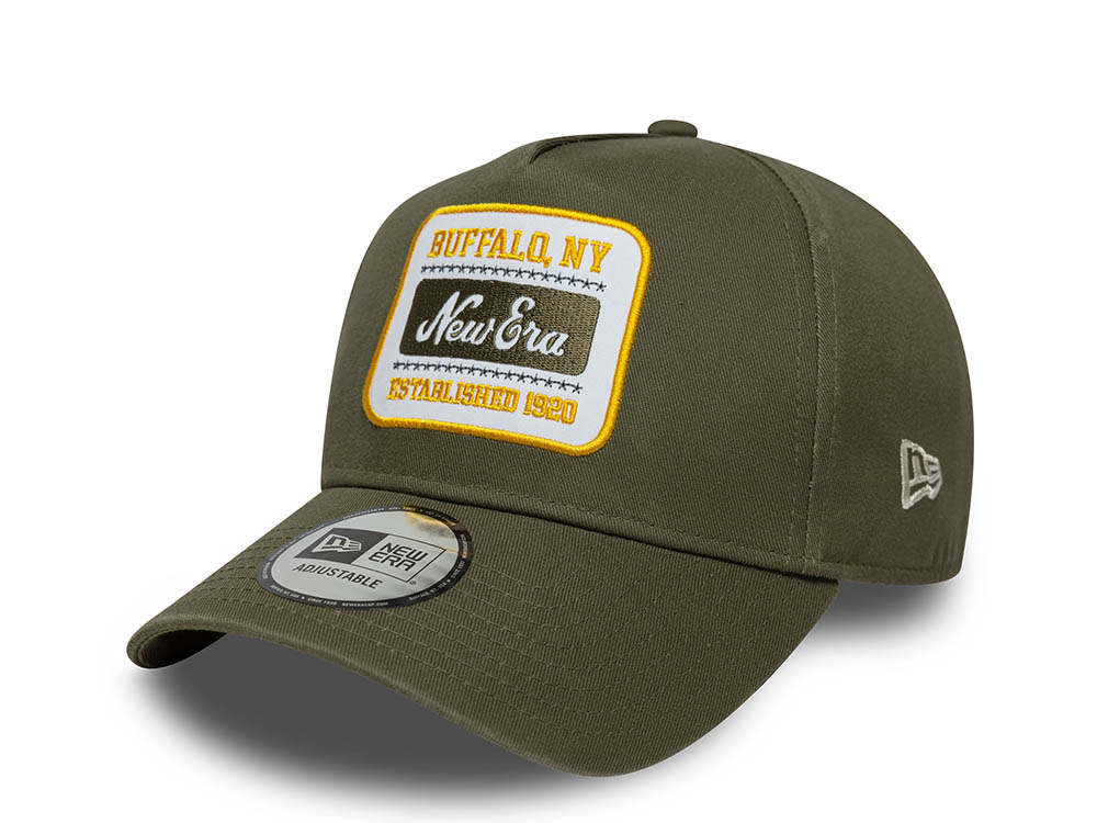 New Era Washed Patch Olive 9Forty A Frame Snapback Cap