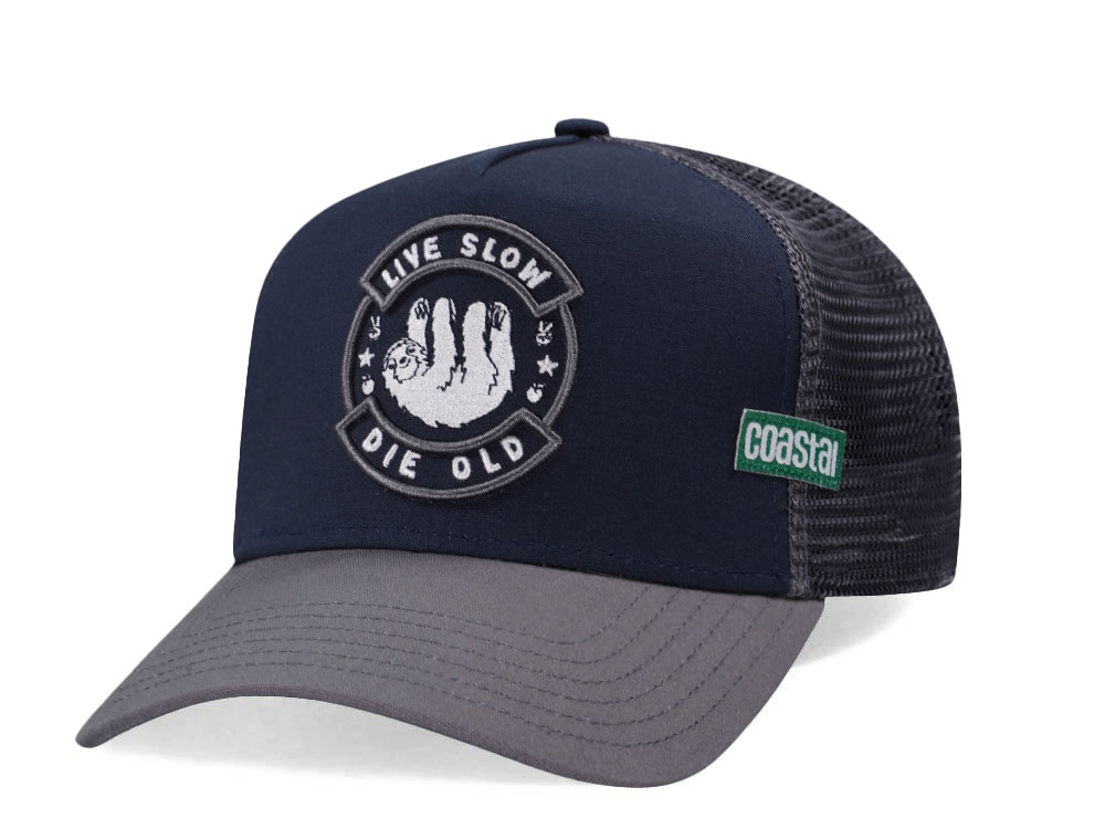Djinns Live Slow Die Old Sloth Coastal Trucker Snapback Cap
