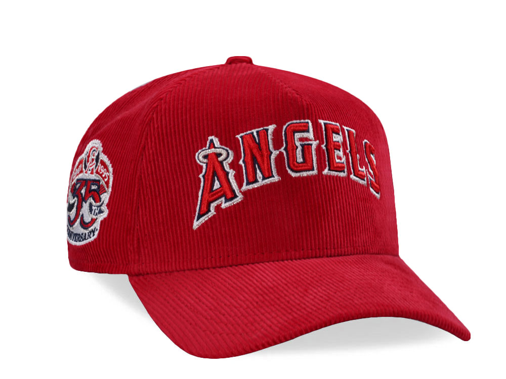 New Era Anaheim Angeles 35th Anniversary Red Corduroy Prime Edition 9Forty A Frame Snapback Cap