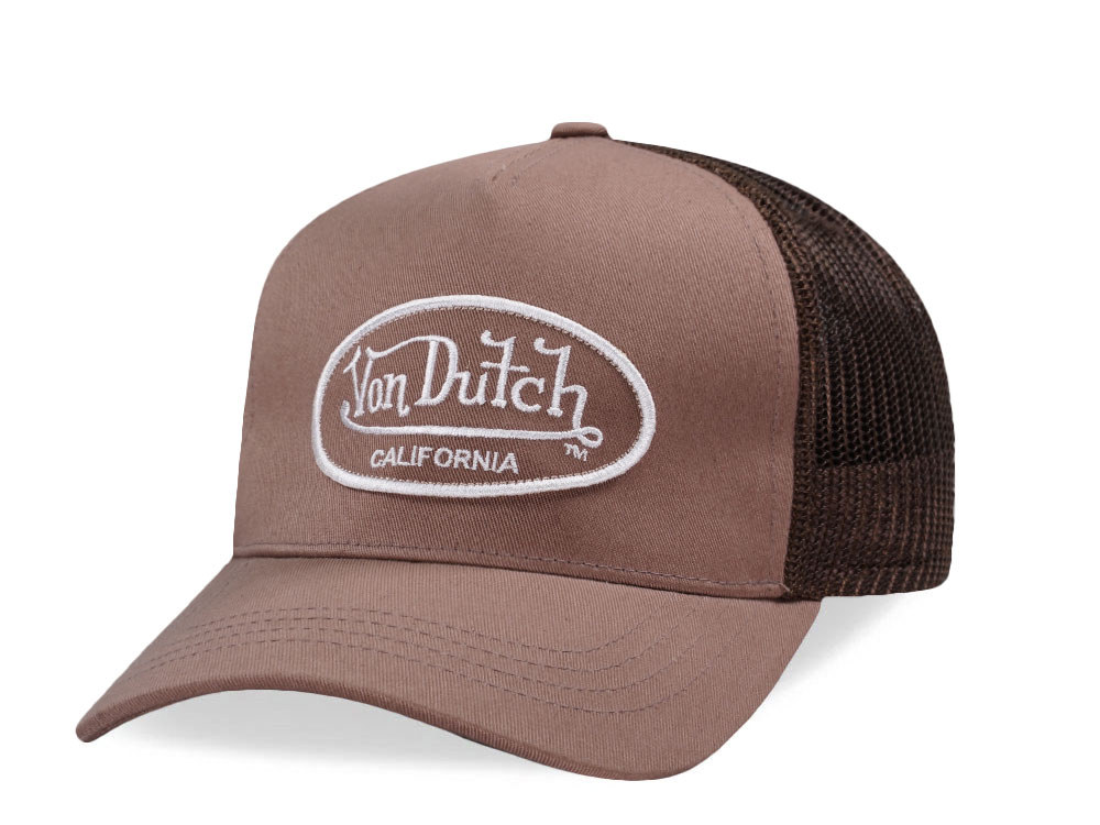 Von Dutch Oval Patch Brown Trucker Strapback Cap