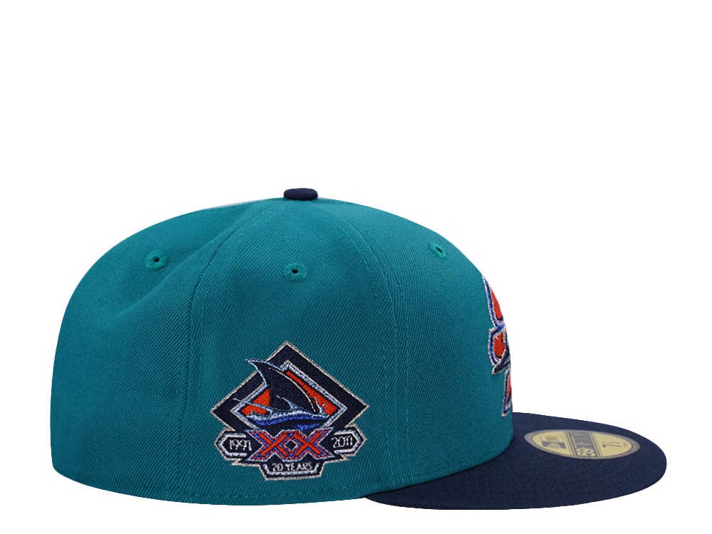 New Era San Jose Sharks 20th Anniversary Aqua Blue Two Tone Edition 59Fifty Fitted Cap