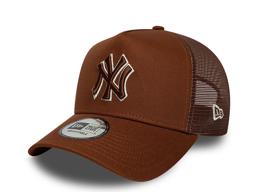 New Era New York Yankees Outline Brown Prime Edition 9Forty A Frame Trucker Snapback Cap