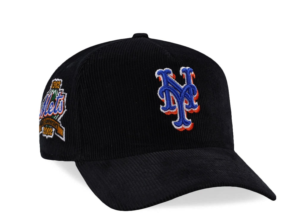 New Era New York Mets 40th Anniversary Black Throwback Corduroy Edition 9Forty A Frame Snapback Cap