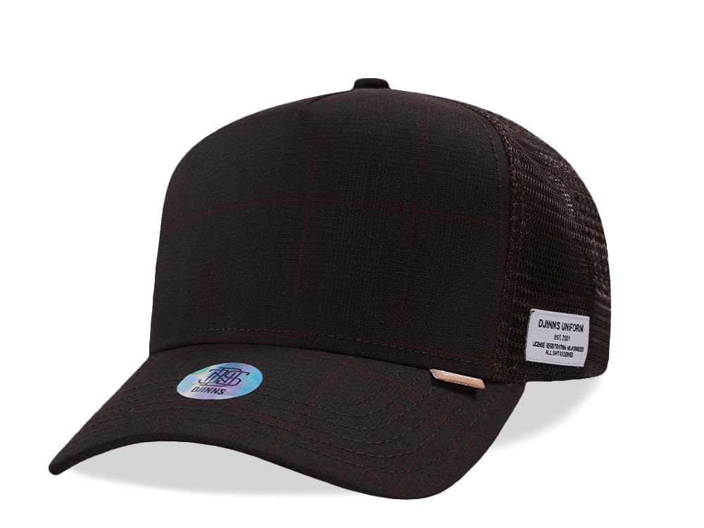 Djinns Glencheck Brown Trucker Snapback Cap