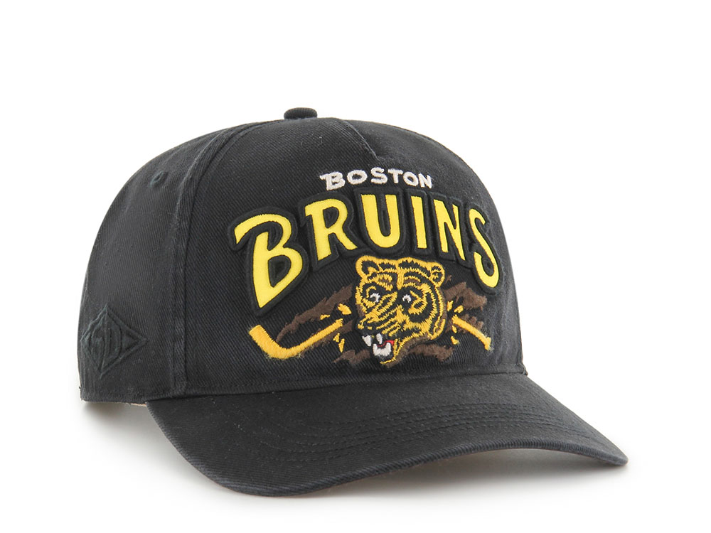 47Brand Boston Bruins Vintage Black Charlton Edition Hitch Snapback Cap