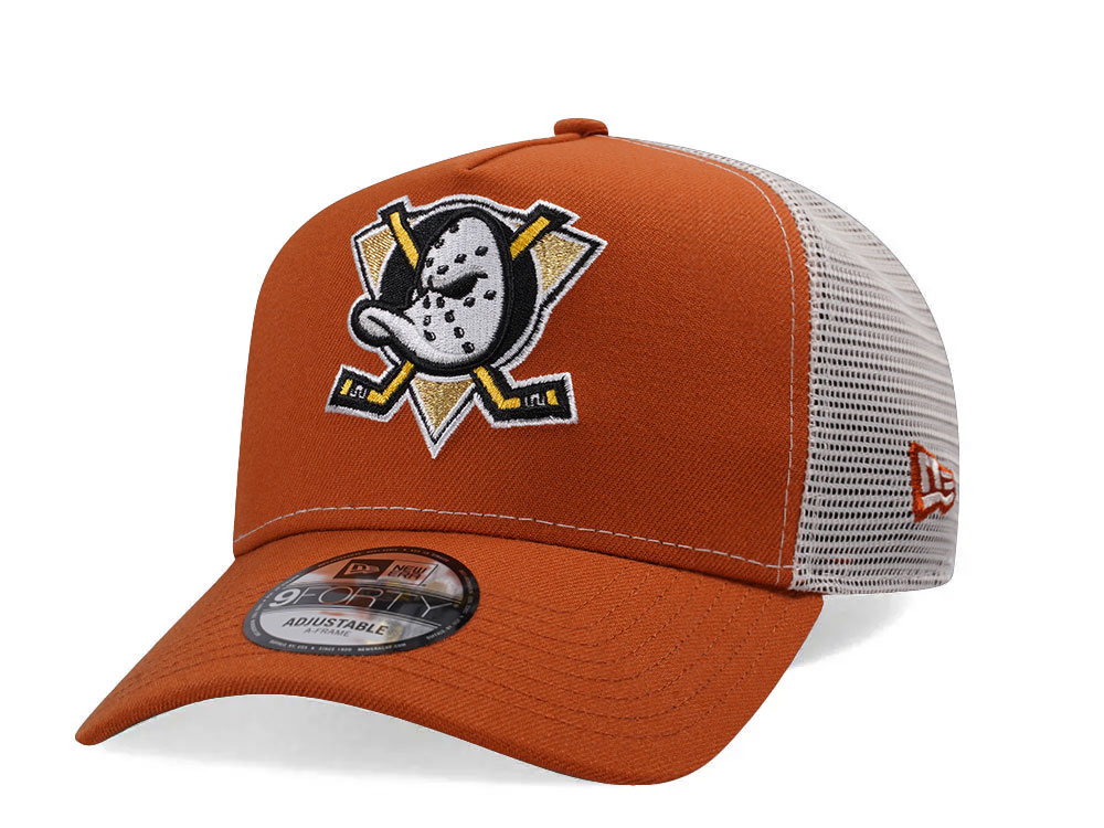 New Era Anaheim Ducks Classic Rust Trucker Edition 9Forty A Frame Snapback Cap