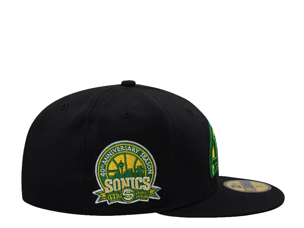 New Era Seattle Supersonics 40th Anniversary Wool Black Throwback Edition 59Fifty Fitted Cap