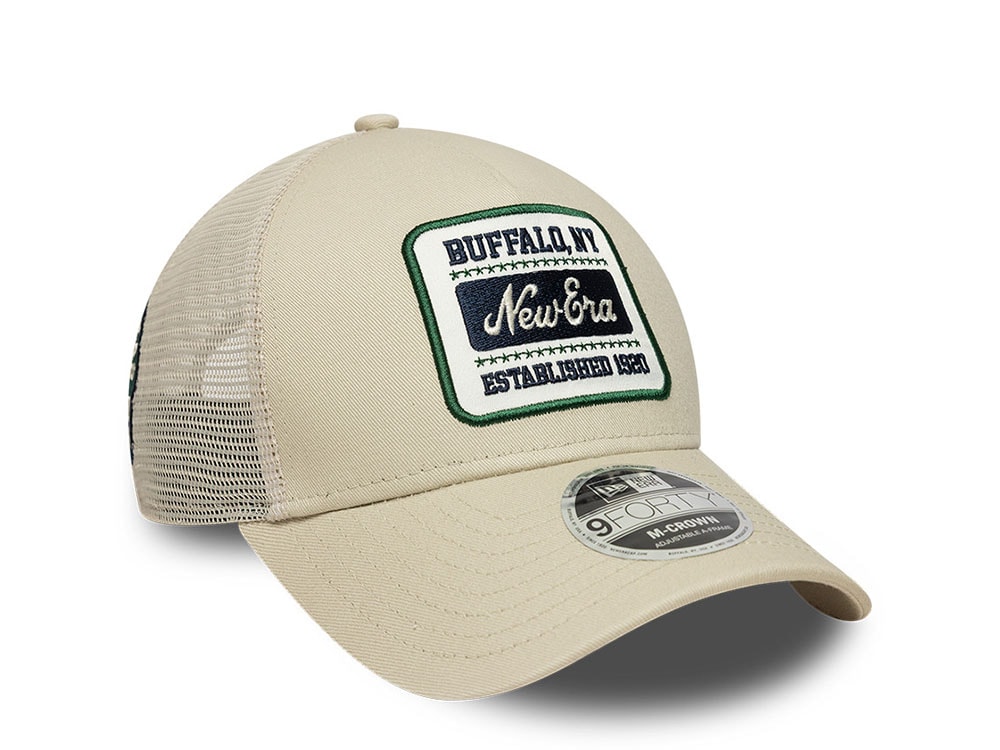 New Era Multi Patch Beige 9Forty M Crown A Frame Snapback Cap
