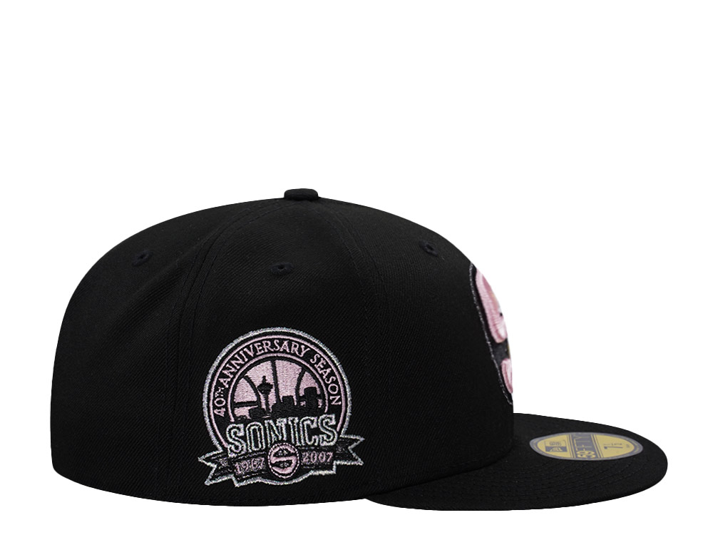New Era Seattle Supersonics 40th Anniversary Pink Black Prime Edition 59Fifty Fitted Cap