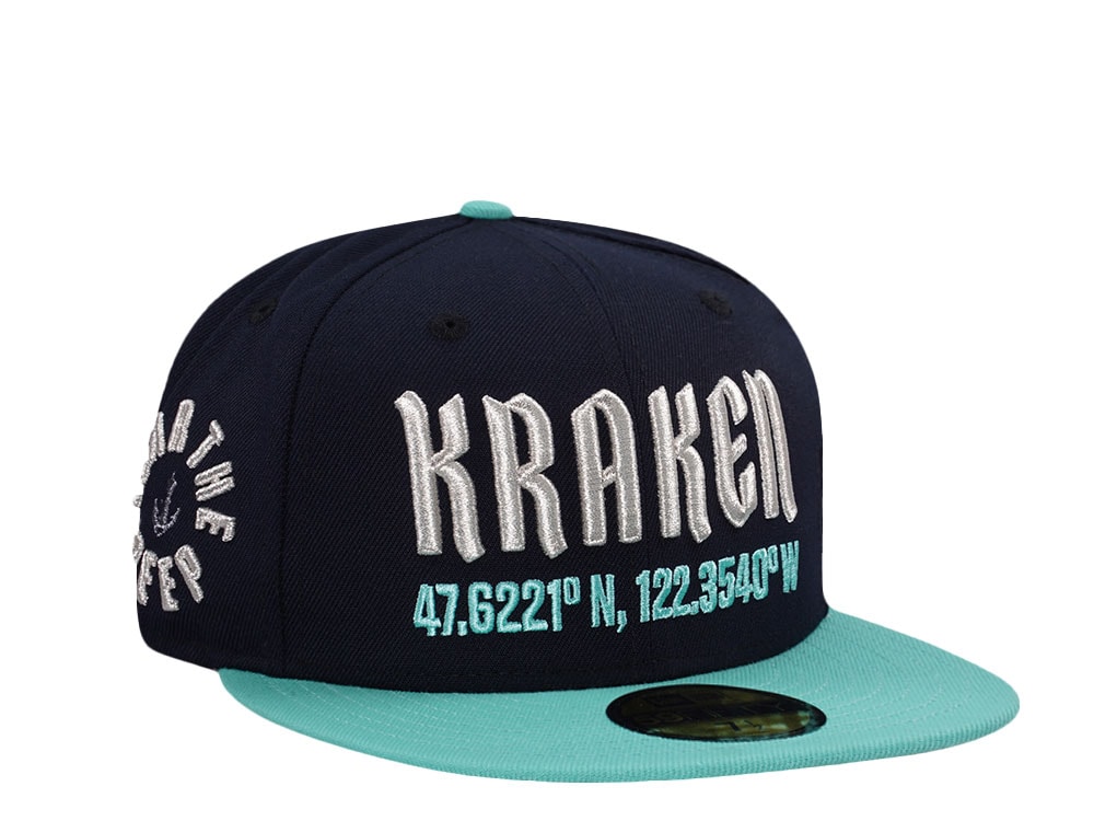 New Era Seattle Kraken Fear the Deep Navy Two Tone Prime Edition 59Fifty Fitted Cap