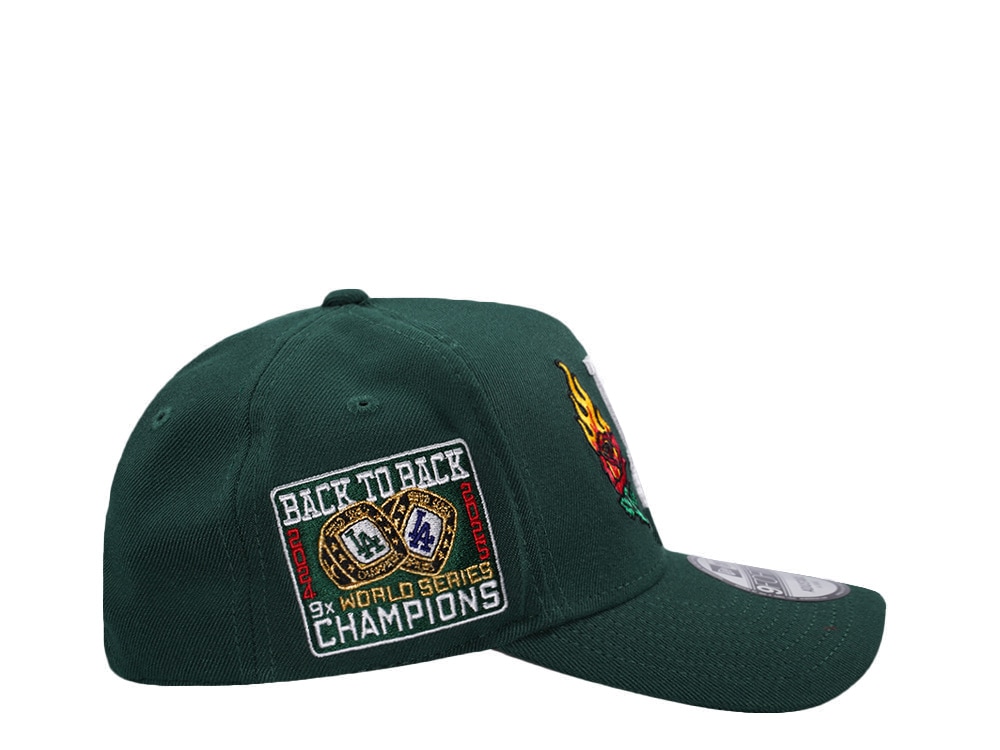 New Era Los Angeles Dodgers Back to Back Champions Flame Rose Dark Green Prime Edition 9Forty A Frame Snapback Cap