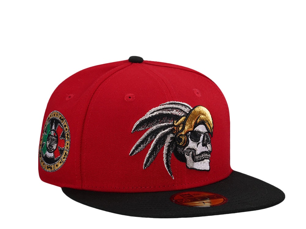 New Era Aztec Skull Warrior Red Metallic Two Tone Edition 59Fifty Fitted Cap