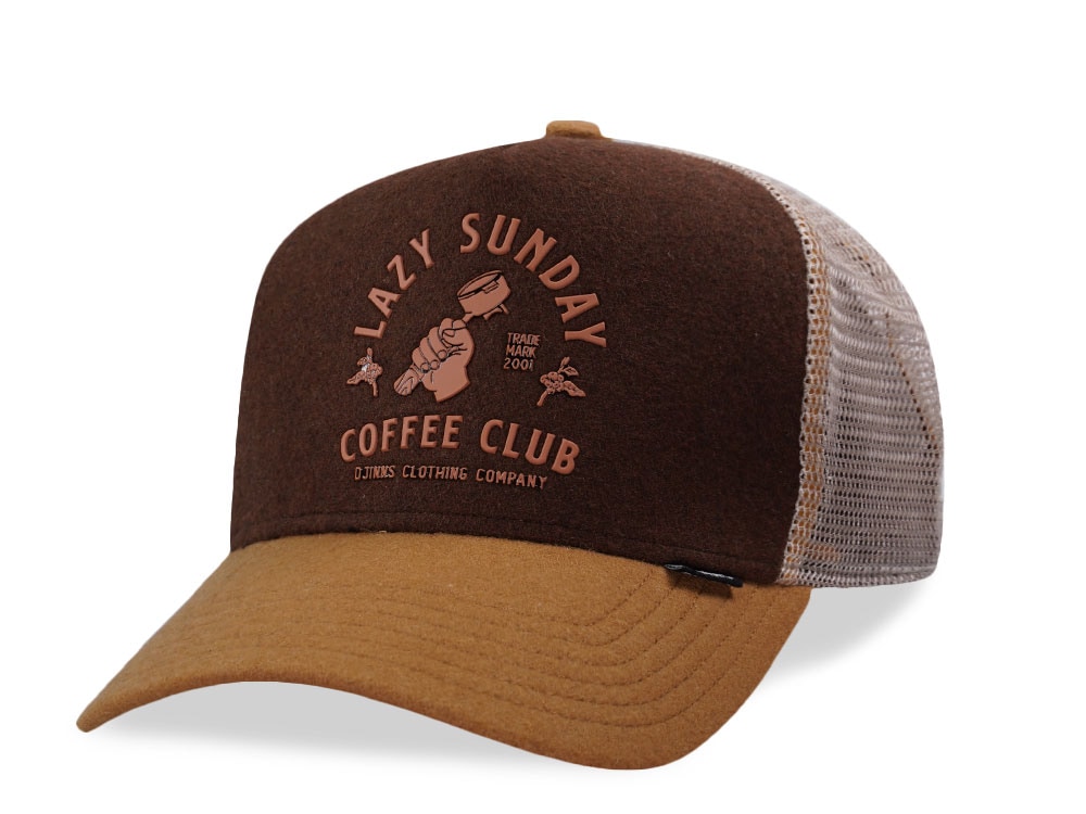 Djinns HFT Lazy Sunday Coffee Club Brown Trucker Snapback Cap
