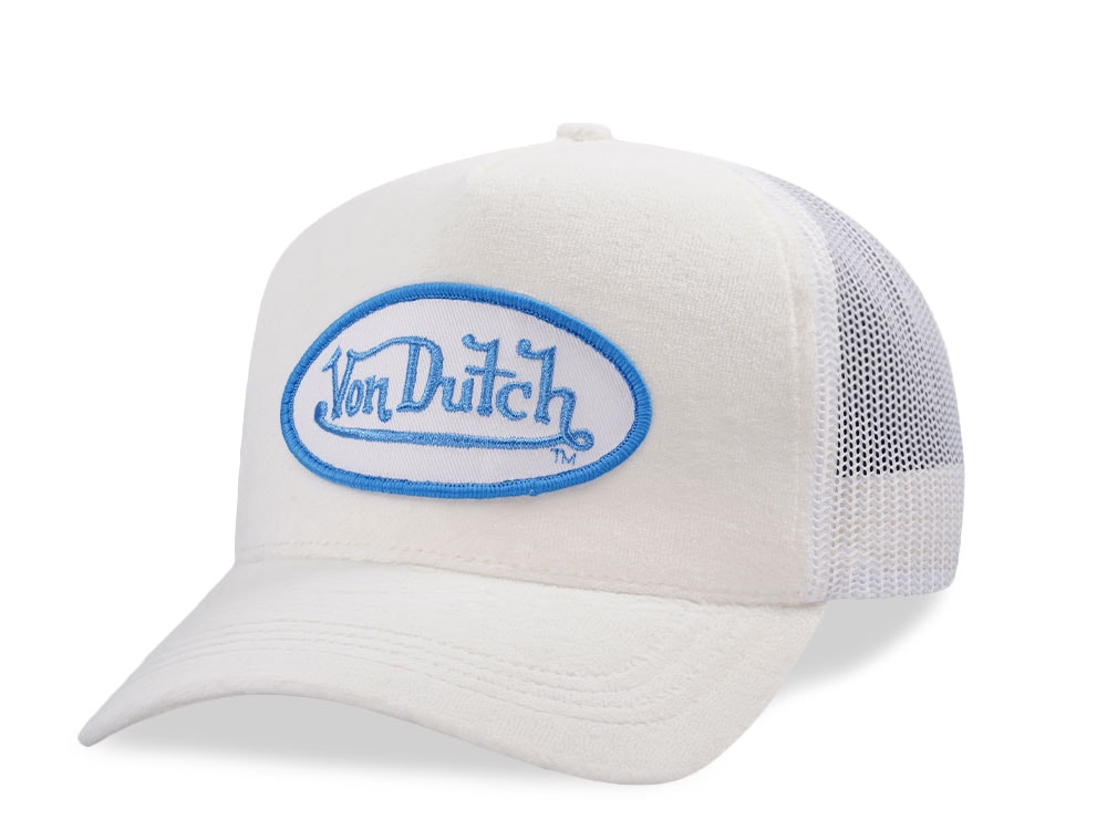 Von Dutch Oval Patch White Velour Edition Trucker Snapback Cap
