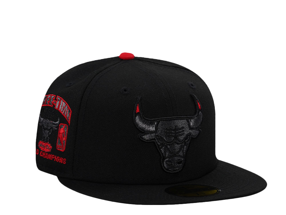 New Era Chicago Bulls Three Time Champions Blackout Prime Edition 59Fifty Fitted Cap
