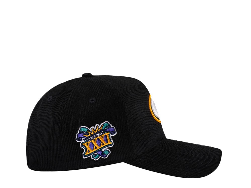 New Era Green Bay Packers Super Bowl XXXI Black Corduroy Edition 9Forty A Frame Snapback Cap