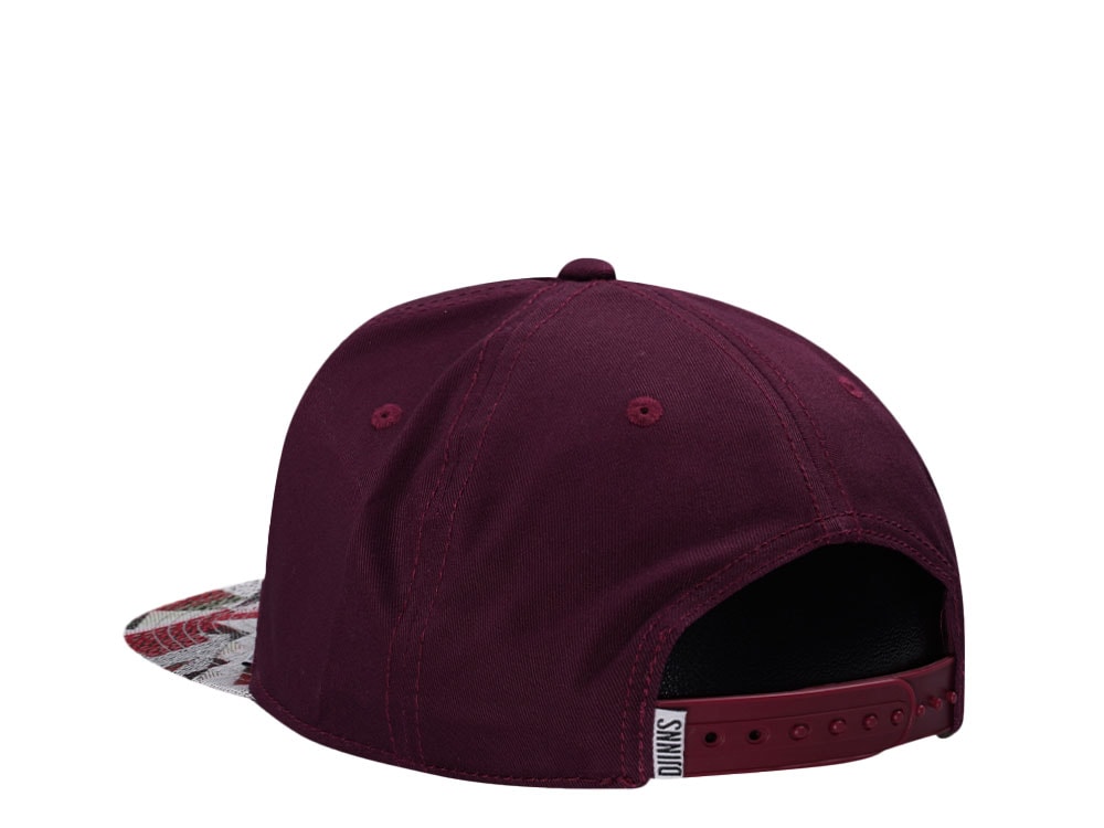 Djinns Rubber Aztec Wine 6 Panel Snapback Cap