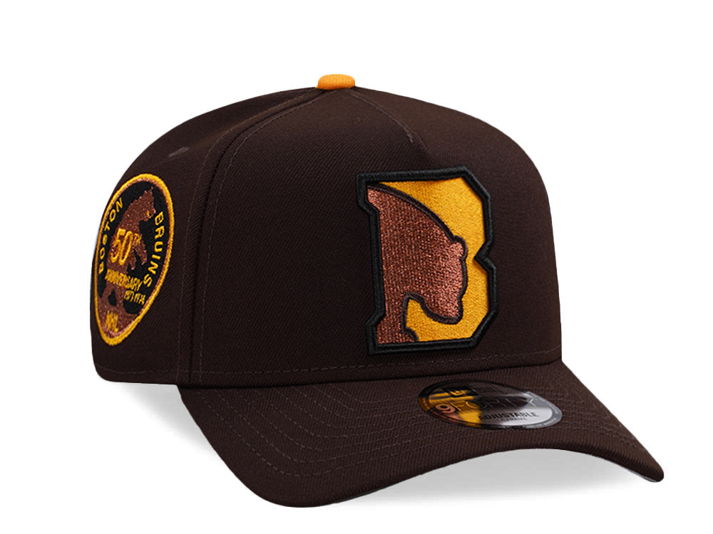 New Era Boston Bruins 50th Anniversary Burnt Wood Prime Edition 9Forty A Frame Snapback Cap