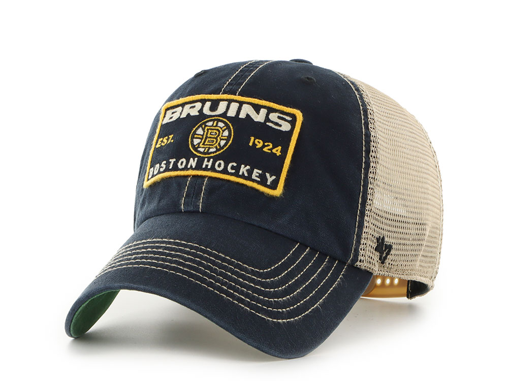 47Brand Boston Bruins Vintage Black Wabash Edition Trucker Clean Up Snapback Cap