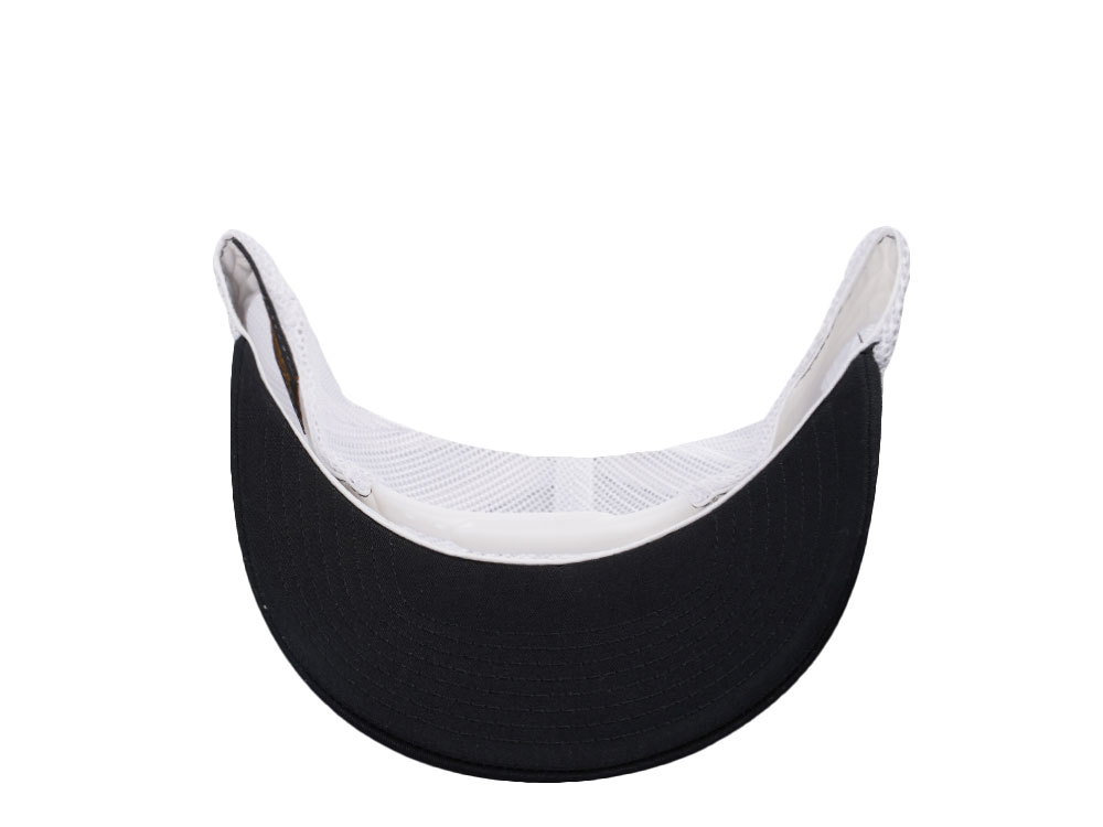 Yupoong Basic Black White Retro Trucker Snapback Cap