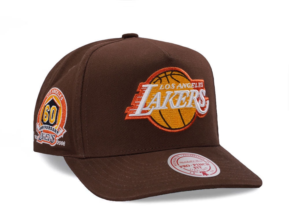 Mitchell & Ness Los Angeles Lakers 60th Anniversary Brown Edition Pro Pinch Fit Snapback Cap