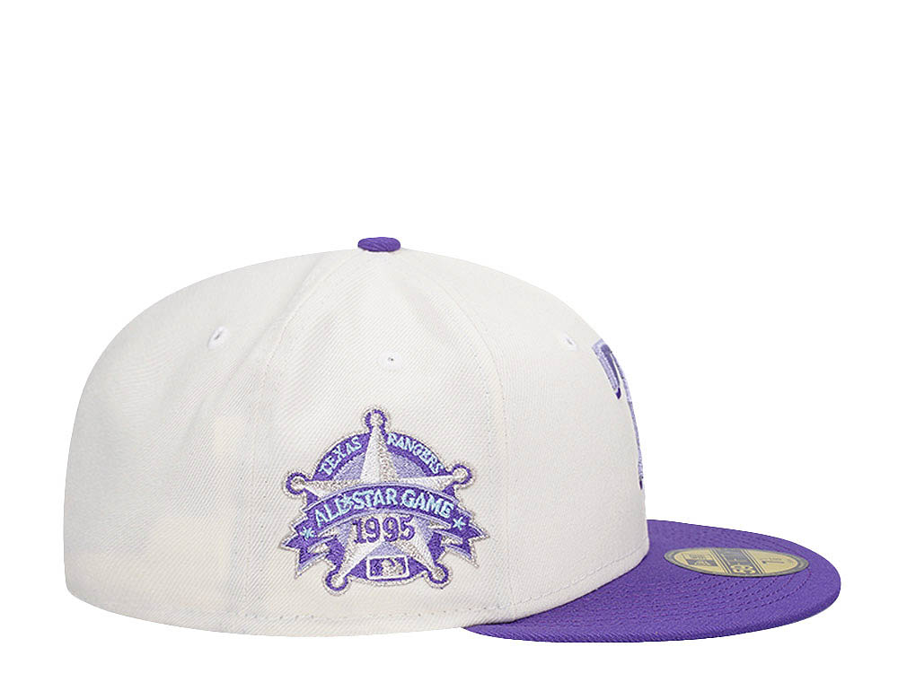 New Era Texas Rangers All Star Game 1995 Cream Purple Two Tone Edition 59Fifty Fitted Cap
