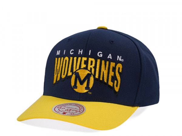 Mitchell & Ness Michigan Wolverines Pro Crown Fit Navy Snapback Cap